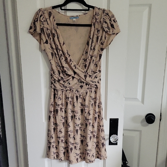 Women's Beige Patterned Dress - Picture 1 of 5